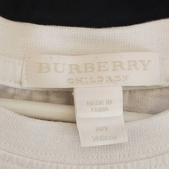 BURBERRY Girl's Fiona Embroidered Patch Face Logo White Short Sleeve Shirt 10Y